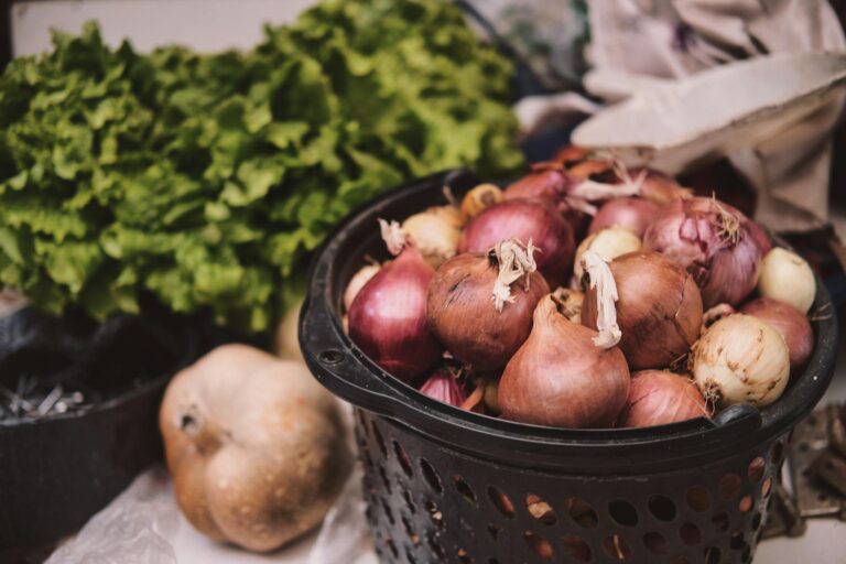 a basket full of onions